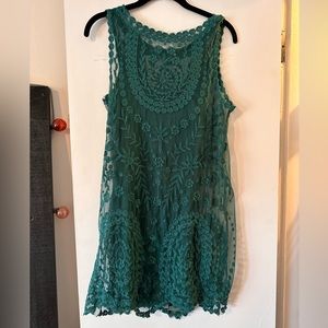 Free People paisley/lace cocktail dress in teal (size M)